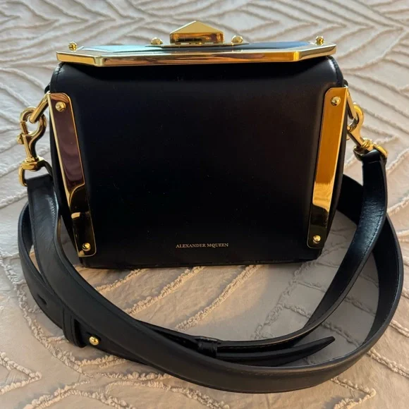 Alexander McQueen Black Crossbody with Gold Details - Picture 3 of 16